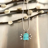 The Squiggle Necklace 1- Natural Royston Turquoise and Sterling Silver- Chain Included