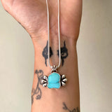 The Squiggle Necklace 1- Natural Royston Turquoise and Sterling Silver- Chain Included