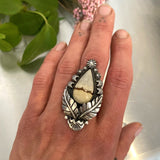 The Nightbloom Ring #1- Chicken Track Jasper and Sterling Silver- Finished to Size or as a Pendant