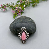 The Peacock Ring 1- Pink Conch and Sterling Silver- Finished to Size or as a Pendant