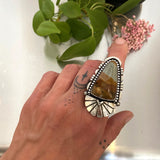 The Desert Portal Ring #1- Blue Mustang Picture Jasper and Sterling Silver- Finished to Size or as a Pendant