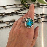 The Reverberation Ring 1- Sonoran Gold Turquoise and Sterling Silver- Finished to Size or as a Pendant