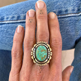 The Silhouette Ring 2- Natural Royston Turquoise and Sterling Silver- Finished to Size or as a Pendant