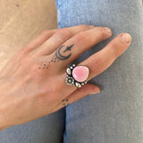 The Blossom Ring 2- Pink Conch and Sterling Silver- Finished to Size or as a Pendant