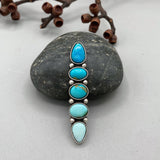 The Turquoise Collector Ring #2- Ithaca Peak, Kingman, and Royston Turquoise and Sterling Silver- Finished to Size or as a Pendant