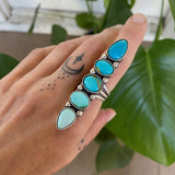 The Turquoise Collector Ring #2- Ithaca Peak, Kingman, and Royston Turquoise and Sterling Silver- Finished to Size or as a Pendant