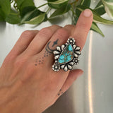 The Flora Ring 2- Natural Royston Turquoise and Sterling Silver- Finished to Size or as a Pendant