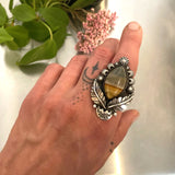 The Nightbloom Ring #2- Owyhee Jasper and Sterling Silver- Finished to Size or as a Pendant