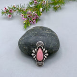 The Peacock Ring 2- Pink Conch and Sterling Silver- Finished to Size or as a Pendant