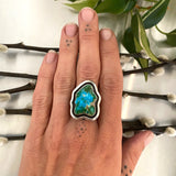 The Reverberation Ring 2- Sonoran Gold Turquoise and Sterling Silver- Finished to Size or as a Pendant