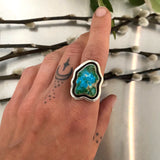 The Reverberation Ring 2- Sonoran Gold Turquoise and Sterling Silver- Finished to Size or as a Pendant