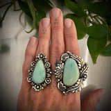 The Antheia Ring- Natural Royston Turquoise and Sterling Silver- Finished to Size or as a Pendant