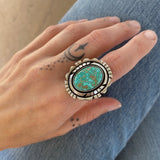 The Silhouette Ring 2- Natural Royston Turquoise and Sterling Silver- Finished to Size or as a Pendant