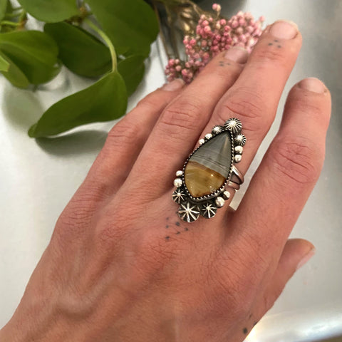The Eternal Flame Ring #3- Polychrome Jasper and Sterling Silver- Finished to Size or as a Pendant