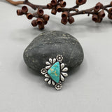 The Flora Ring 3- Natural Royston Turquoise and Sterling Silver- Finished to Size or as a Pendant