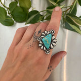 The Flora Ring 3- Natural Royston Turquoise and Sterling Silver- Finished to Size or as a Pendant