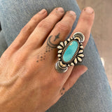 The Peacock Ring 3- Natural Royston Turquoise and Sterling Silver- Finished to Size or as a Pendant