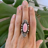 The Looking Glass Ring 4- Pink Conch Shell and Sterling Silver- Finished to Size or as a Pendant