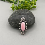 The Looking Glass Ring 4- Pink Conch Shell and Sterling Silver- Finished to Size or as a Pendant