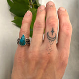 The Reflection Ring- Pilot Mountain Turquoise and Stamped Sterling Silver- Size 4.5-4.75
