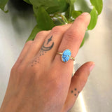 The Soleil Ring- Golden Hills Turquoise and 14k Gold- Size 6.5