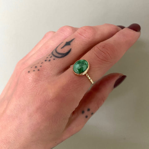 Emerald Valley Turquoise and Solid 14k Gold Ring- Size 6 (can be sized up 1/2 size)