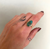 Pilot Mountain Turquoise and Solid 14k Gold Ring- Size 6.5 (can be sized up 1/2 size)