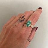 Emerald Valley Turquoise and Solid 14k Gold Ring- Size 6.75 (can be sized up 1/2 size)