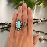 The Looking Glass Ring- Size 6- Natural Castle Dome Turquoise and Sterling Silver