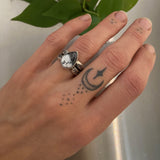 The Snow Globe Ring- Dendritic Opal and Sterling Silver- Size 6