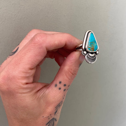 The Sprout Ring- Size 6- Turquoise Mountain Turquoise and Sterling Silver