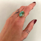 Royston Turquoise and Solid 14k Gold Ring- Size 7.5 (can be sized up 1/2 size)