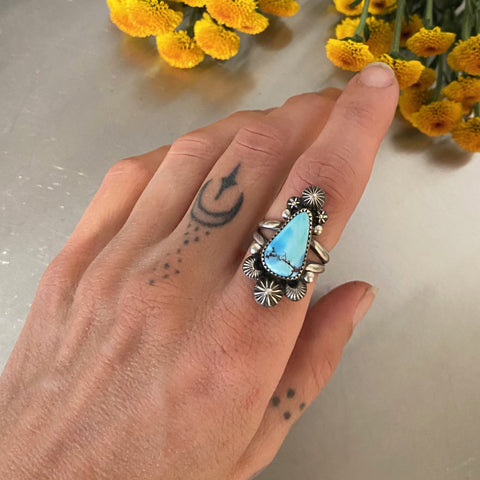 The Icicle Ring- Size 7- Natural Golden Hills Lavender Turquoise and Sterling Silver