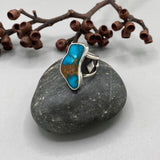 The Squiggle Signet Ring- Size 7.25- Kingman Turquoise and Sterling Silver