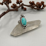 The Full Moon Ring- Size 7- Bamboo Mountain Turquoise and Hand Stamped Sterling Silver