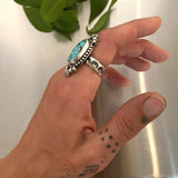 The Cosmos Ring- Size 7- Bamboo Mountain Turquoise and Hand Stamped Sterling Silver