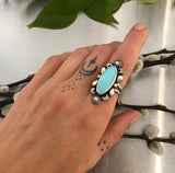 The Looking Glass Ring- Size 7- Natural Castle Dome Turquoise and Sterling Silver