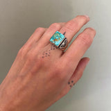 The Elements Signet Ring- Size 7- Natural Royston Turquoise and Sterling Silver