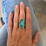 The Squiggle Signet Ring- Size 7- Natural Royston Turquoise and Sterling Silver