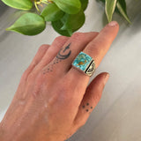 The Elements Signet Ring- Size 7- Natural Royston Turquoise and Sterling Silver