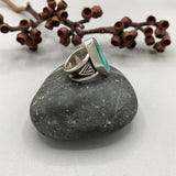 The Squiggle Signet Ring- Size 7- Natural Royston Turquoise and Sterling Silver