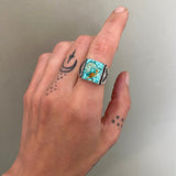 The Elements Signet Ring- Size 7- Natural Royston Turquoise and Sterling Silver