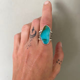 The Squiggle Signet Ring- Size 7- Natural Royston Turquoise and Sterling Silver