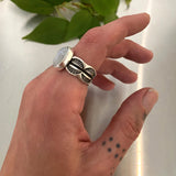 The Reflection Ring- Rainbow Moonstone and Stamped Sterling Silver- Size 8.5