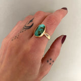 Royston Turquoise and Solid 14k Gold Ring- Size 8.5 (can be sized up 1/2 size)