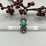 Celestial Emerald Rose Variscite Ring- Size 8- Emerald Rose Variscite and Sterling Silver