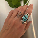 The Cosmos Ring- Size 8- Bamboo Mountain Turquoise and Hand Stamped Sterling Silver