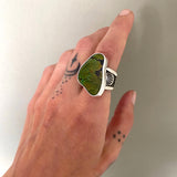 The Squiggle Signet Ring- Size 8/8.25- Bamboo Mountain Turquoise and Sterling Silver