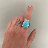 The Squiggle Signet Ring- Size 8- Royston Turquoise and Sterling Silver