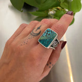 The Signet Ring- Size 8- Bamboo Mountain Turquoise and Sterling Silver